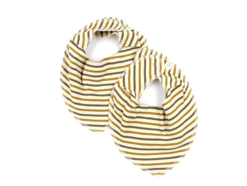 Petit Piao chocolate brown golden sun dark offwhite stribet savlesmæk (2-pack)